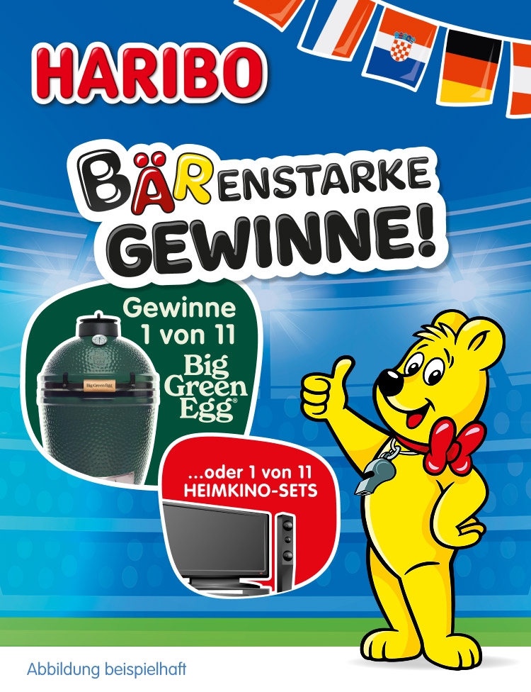 HARIBO Bärenstarke Gewinne! Gewinne 1 von 11 Big Green Egg Grills oder 1 von 11 Heimkino-Sets von Samsung!